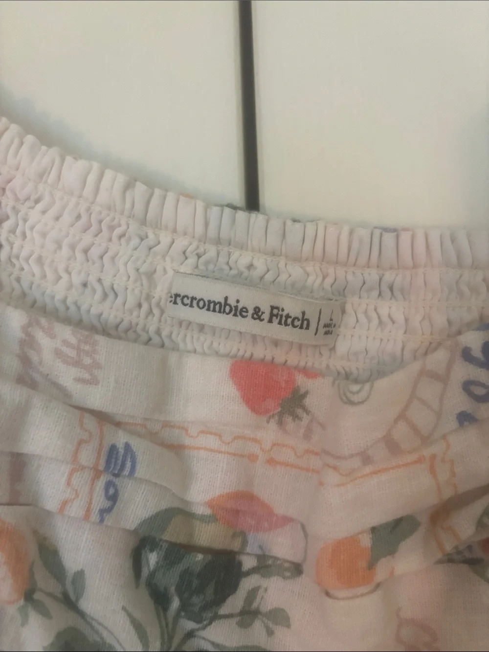 Abercrombie & Fitch White Floral Fruit Print Top